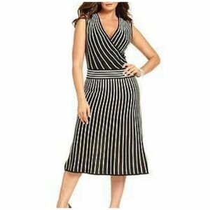Calvin Klein Knee Length Faux Wrap Striped Sleeveless Dress Size XL